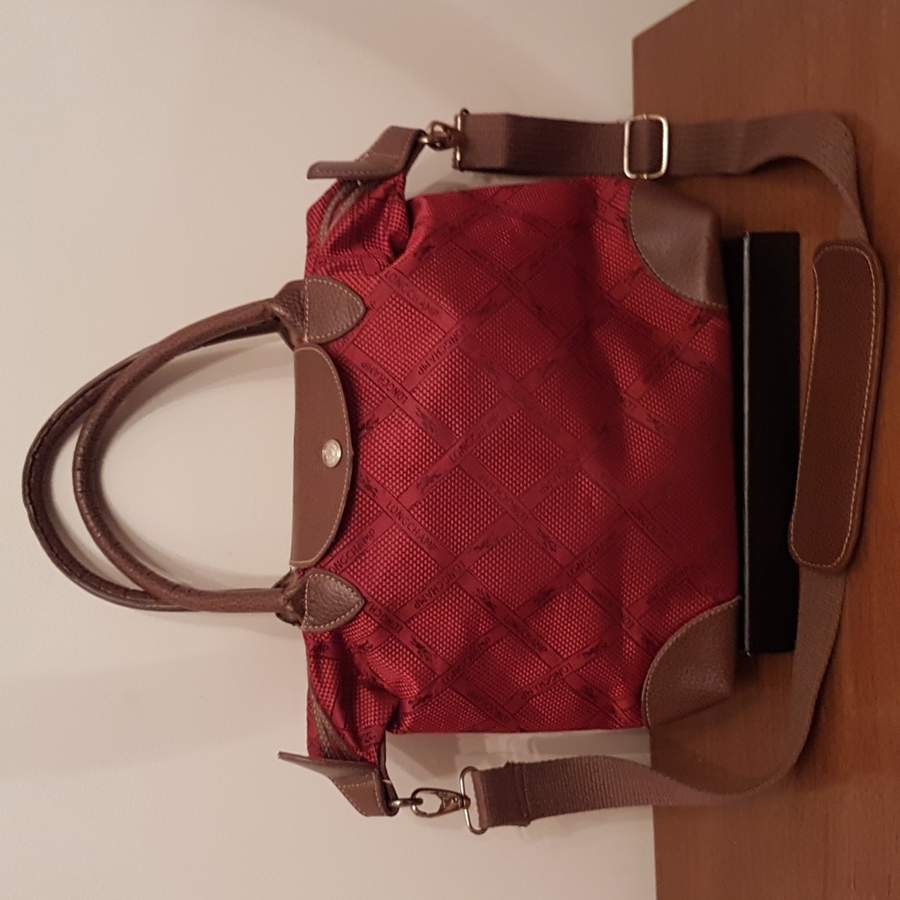 Longchamp Burgundy and Chocolate Satchel